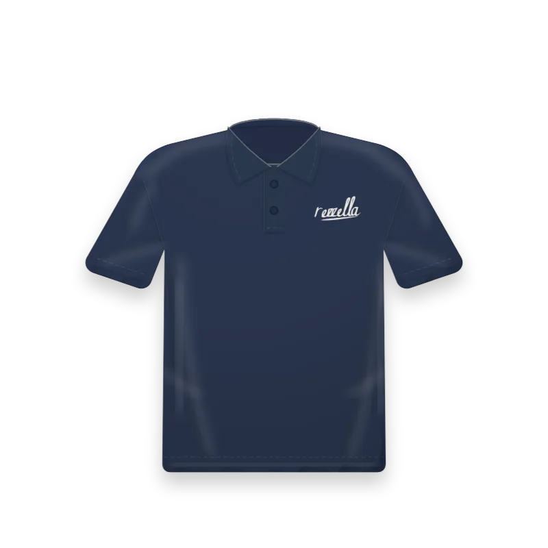 The men’s Court Polo in Navy, a short sleeve polo with a two button placket
