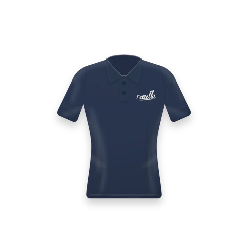 The women’s Court Polo in Navy, a short sleeve polo with a two button placket
