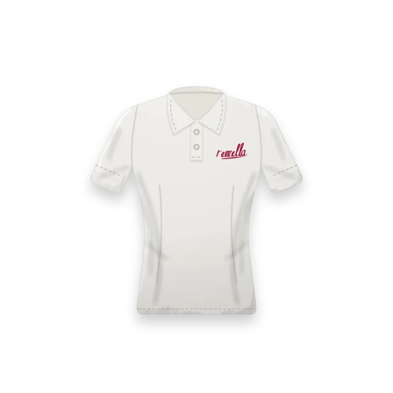The women’s Court Polo in White, a short sleeve polo with a two button placket
