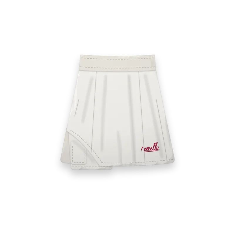 The women’s Court Skort in White, a tennis skort with a curved side split and shorts underneath