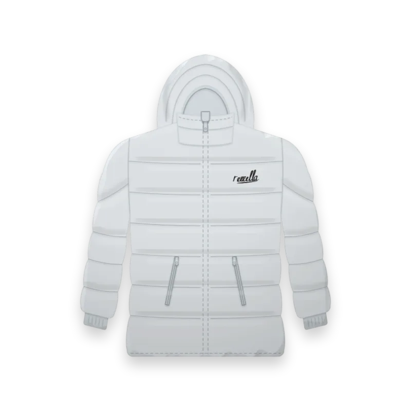 The women’s Down Hooded Jacket in Glacier, with stitched baffles, a padded hood and zipped hand pockets