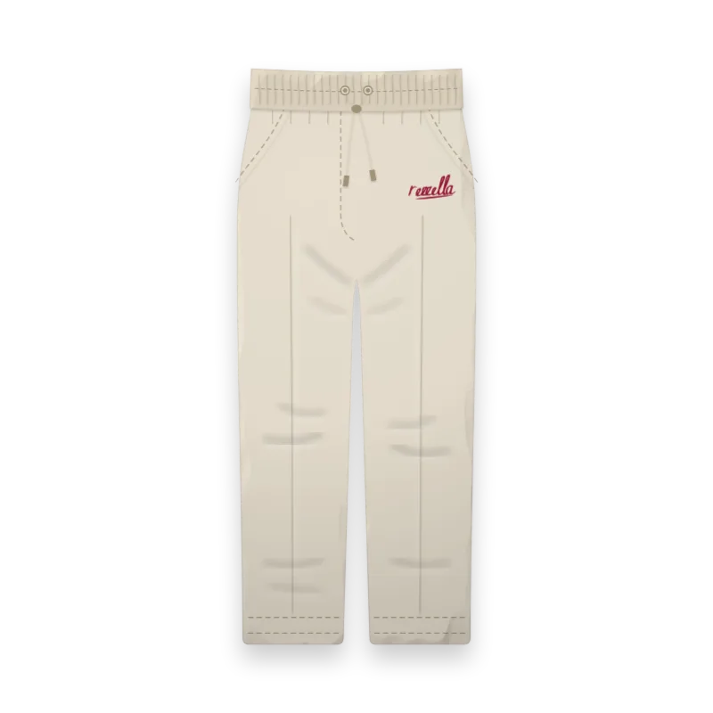 The men’s Drawstring Trousers in Ecru, relaxed straight leg trousers with a drawstring waist, slant pockets and a cropped ankle length