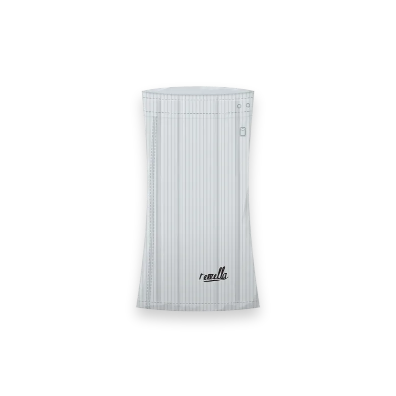 The Frost Neck Gaiter in Glacier, a soft knit tube with a folded top edge and a drawcord