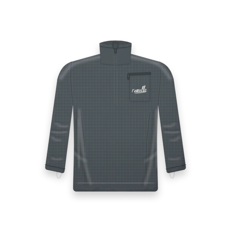 The men’s Grid Fleece Half Zip in Slate, with a grid knit, a high collar, a zipped chest pocket and thumb loops