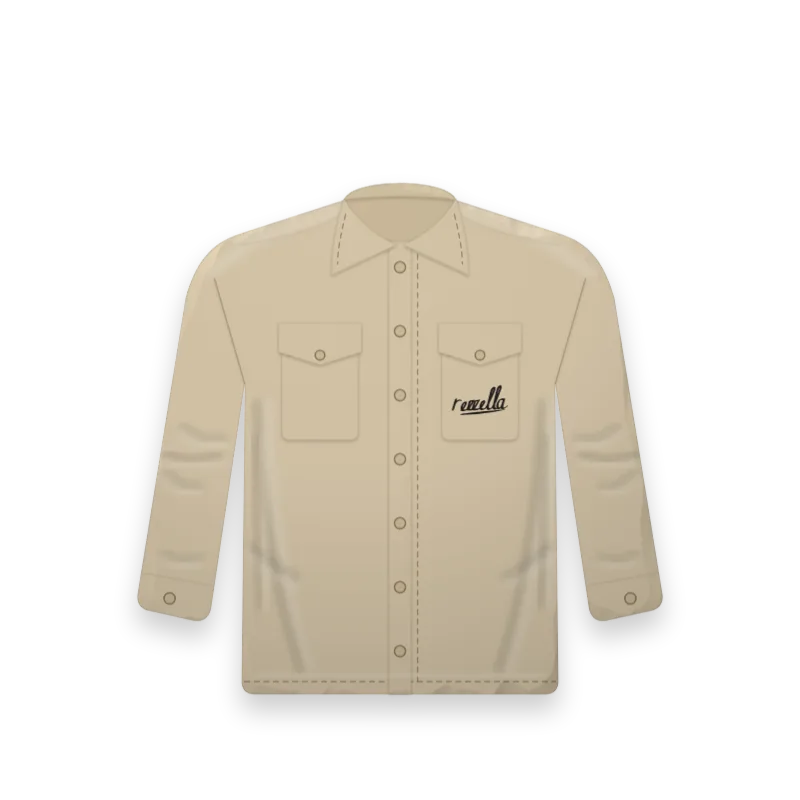 The Light Overshirt in Sand, a light overshirt with a point collar, two chest pockets and buttoned cuffs