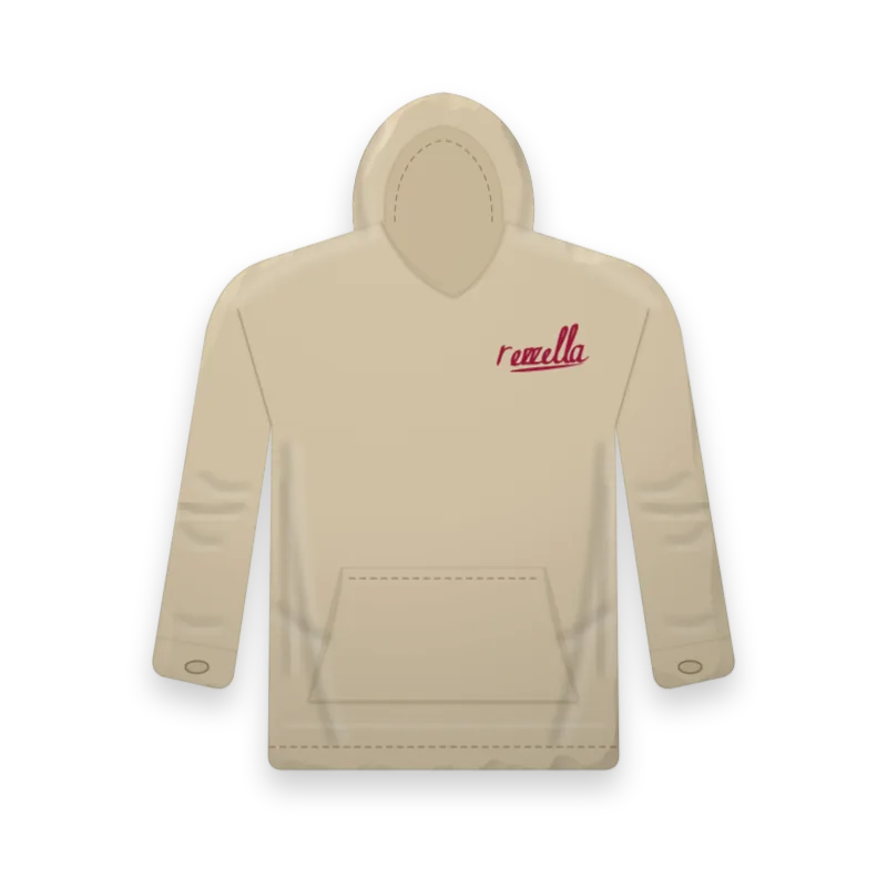 The Sun Hoodie in Sand, a light boxy hoodie with a deep hood, thumbholes and a kangaroo pocket