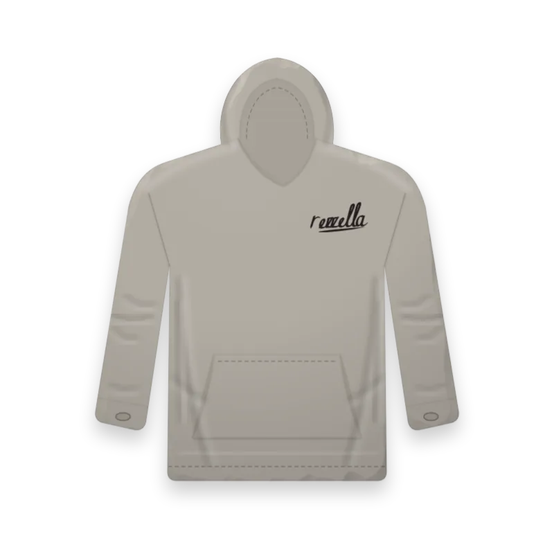 The Sun Hoodie in Stone, a light boxy hoodie with a deep hood, thumbholes and a kangaroo pocket