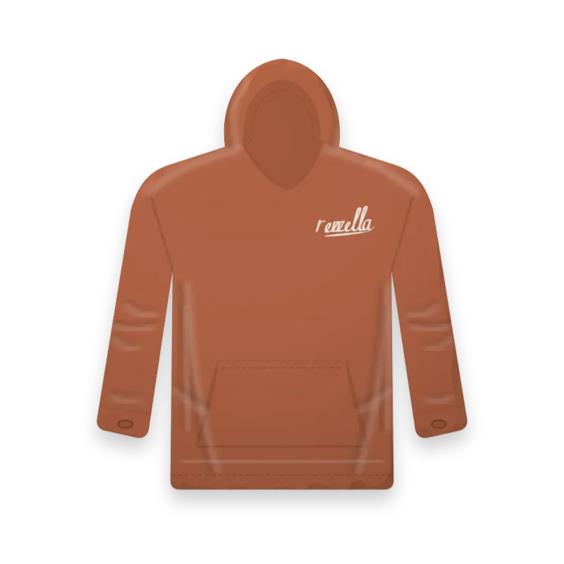 The Sun Hoodie in Terracotta, a light boxy hoodie with a deep hood, thumbholes and a kangaroo pocket