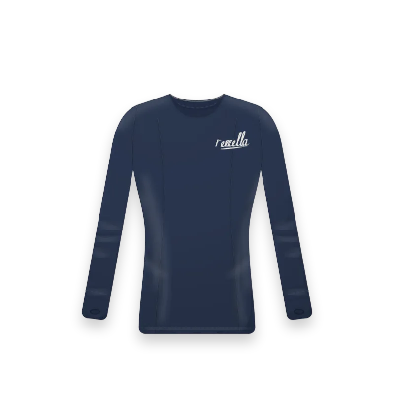 The women’s Sun Long Sleeve in Navy, a long sleeve training top with a crew neck