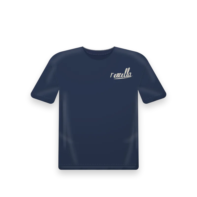 The men’s Sun Tee in Navy, a boxy tee with a dropped shoulder and a length to the hip