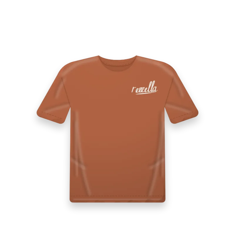 The men’s Sun Tee in Terracotta, a boxy tee with a dropped shoulder and a length to the hip