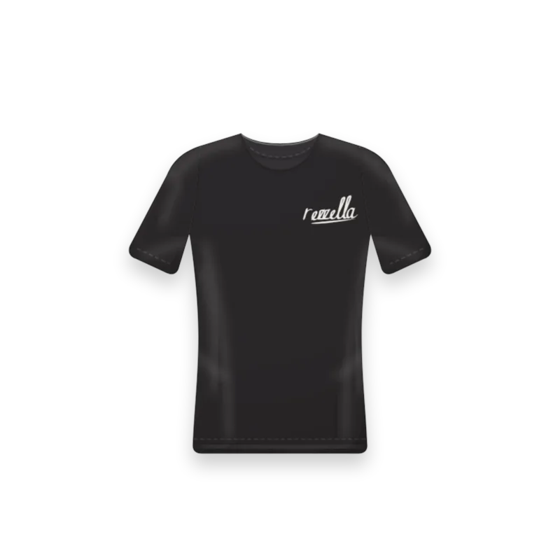 The women’s Sun Tee in Black, slightly fitted with a set in shoulder