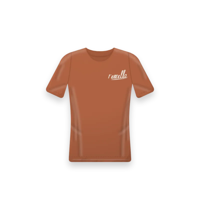 The women’s Sun Tee in Terracotta, slightly fitted with a set in shoulder