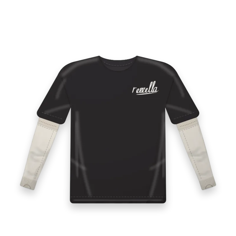 The Sunset: the men’s Sun Tee in Black with Sun Sleeves in Bone under the sleeve hem