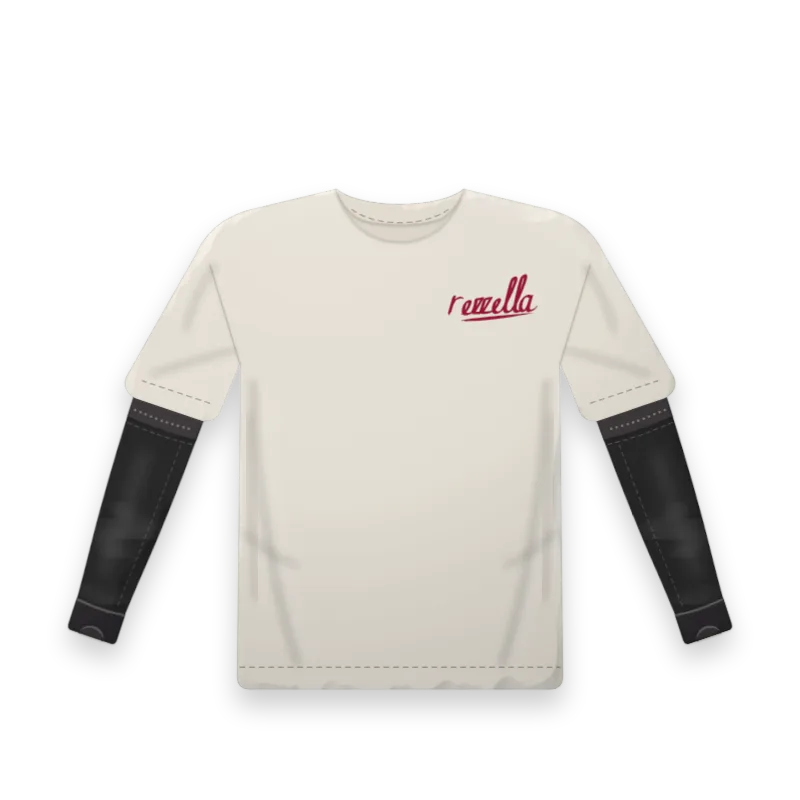 The Sunset: the men’s Sun Tee in Bone with Sun Sleeves in Black under the sleeve hem