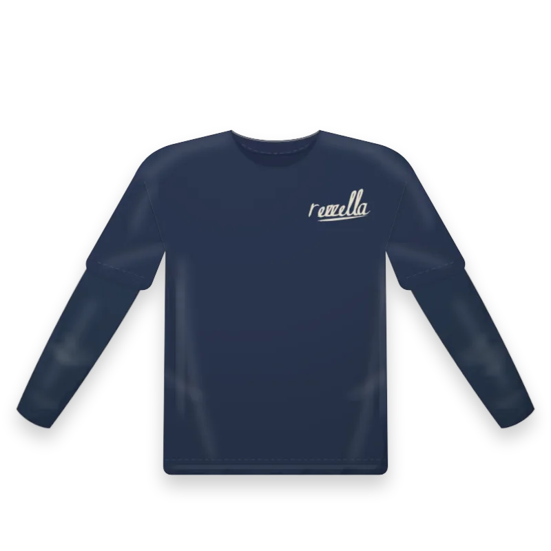 The Sunset: the men’s Sun Tee in Navy with Sun Sleeves in Navy under the sleeve hem