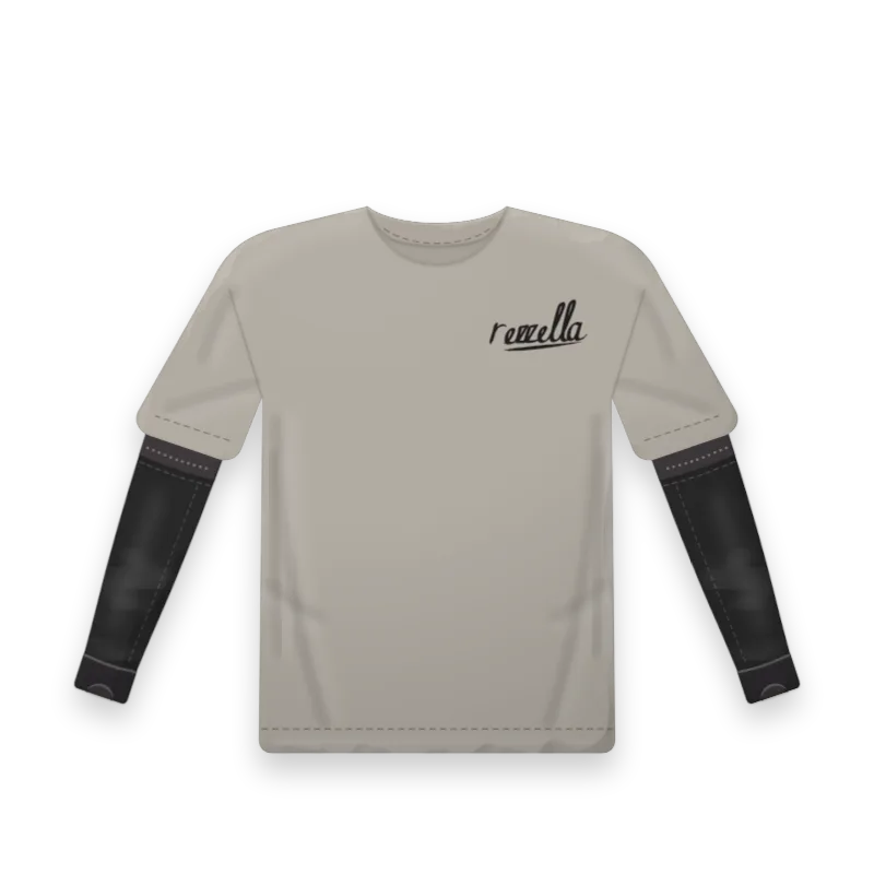 The Sunset: the men’s Sun Tee in Stone with Sun Sleeves in Black under the sleeve hem
