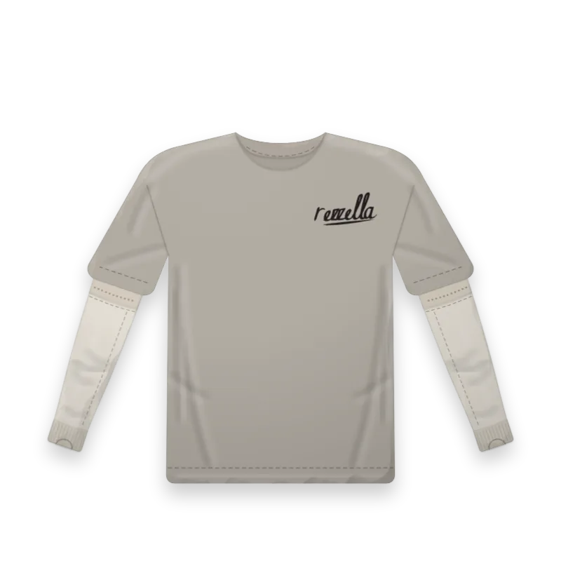 The Sunset: the men’s Sun Tee in Stone with Sun Sleeves in Bone under the sleeve hem