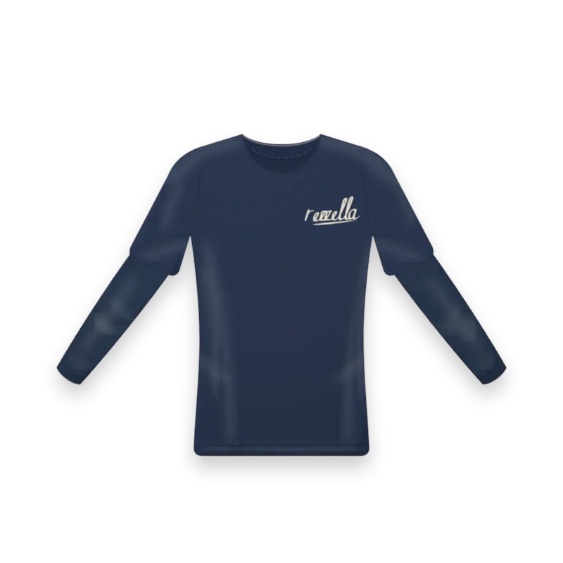 The Sunset: the women’s Sun Tee in Navy with Sun Sleeves in Navy under the sleeve hem