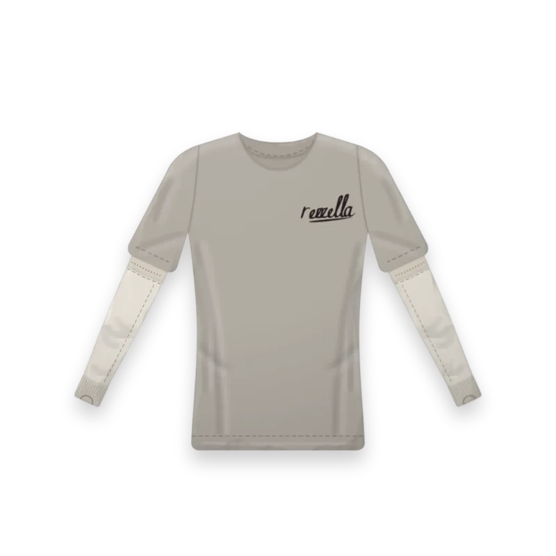 The Sunset: the women’s Sun Tee in Stone with Sun Sleeves in Bone under the sleeve hem