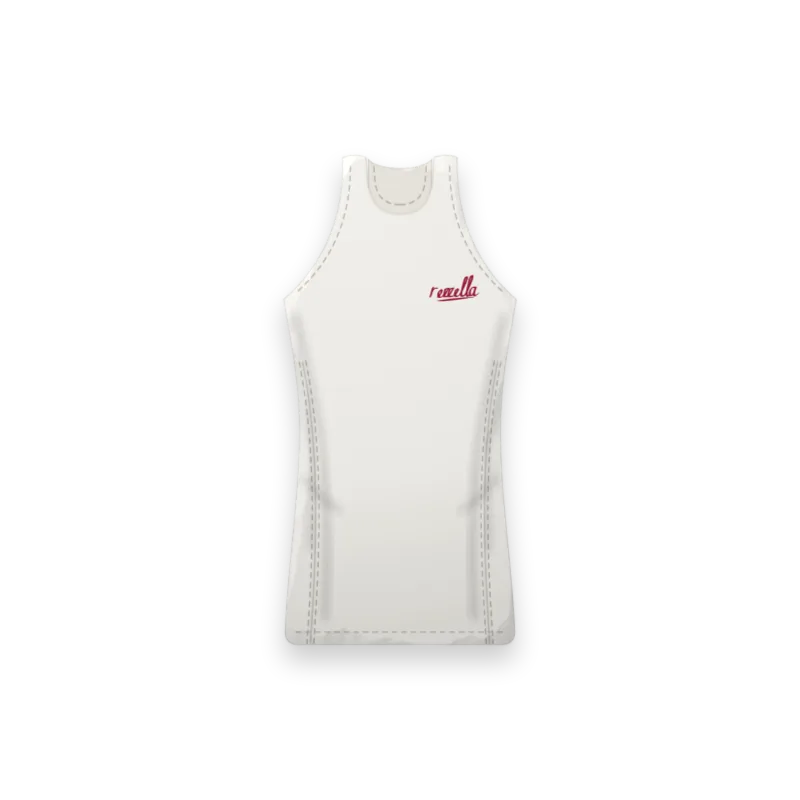 The women’s Train Tank in White, a training tank with a racer back and narrow straps